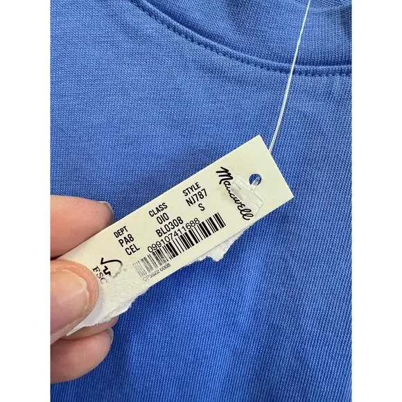 NWT Madewell Blue Sleeveless Gathered Side Top Womens Small NJ787 SU24 - Picture 2 of 6